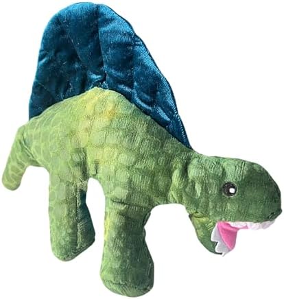 7" Squeaky Plush Toy for Puppies Small Dogs Self Etertainment Washable Soft Made [PET ONLY] (Green & Blue Dinosaur)