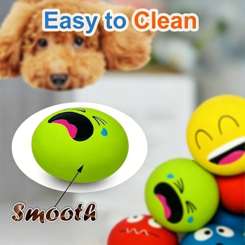 Latex Squeaky Dog Toys for Small Dogs & Mini Breeds, 2.2" Flat Ball