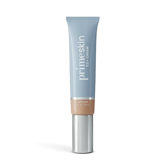 Prime Prometics PrimeSkin CC+ Cream for Mature Women – Lightweight Liquid-to-Powder Foundation – Blurs Pores & Covers Age Spots – Crease-Free, Hydrating & Soft-Matte Finish for Sensitive Skin (Medium)