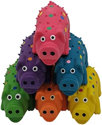 6 Pack 4 Inch Mini Latex Dog Squeaky Toys Polka Dot Piglet Pig Dog Toy for Mimi Small Dogs