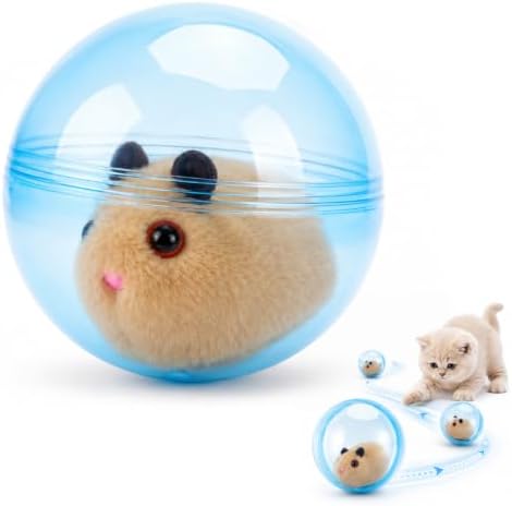 Automatic Rolling Ball Hamster, Self-Rolling Interactive Cat Ball, Hamsters Running Exercise Balls - Interactive Plush Toys, Hands-Free Play for Indoor Cats, Small Dogs Chasing(Blue, Mouse)