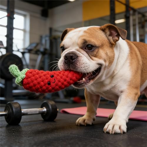 Squeaky Veggies Stuffed Dog Toy Crinkle Plush Interactive Chew Toy for Small Medium Dogs Soft Teething Puppy Toy with Sound Mental Stimulation Birthday Pet Gift (Chili)