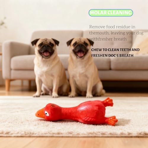 6.7" Squeaky Latex Dog Toy gripping, Cute Little Chicken Rubber Toy for Chewing and Grinding Teeth Interactive Play for Small Medium Dogs -(1Pcs Red)