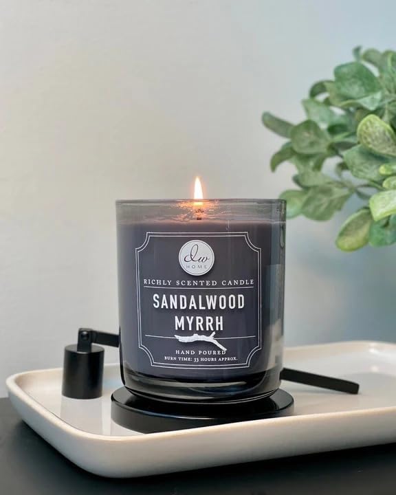 DW Home Sandalwood Myrrh Scented Candle for Home, 9 oz, 8.8 oz Candle Jar, Up to 33H Burn Time, Luxury Scented Candle for Relaxation, Gifting, Home Decor