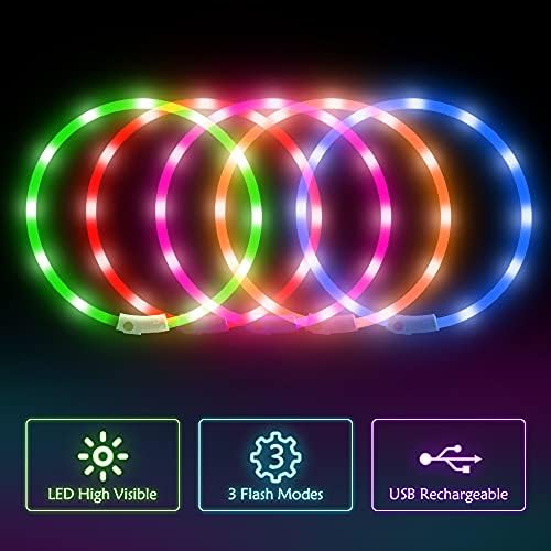 BSEEN Light Up Dog Collars - Silicone LED Dog Collar, Cuttable Lighted Puppy Collar, Glowing Dog Walking Lights for Small Medium Large Collars (Green)