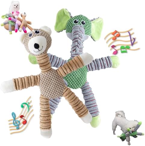 2026 Upgraded Dog Toys for Aggressive Chewers,Dog Toys for Large Dogs, Puppy Toys Indestructible for Large Medium Small Dogs (7.9 * 14.9in) (Bear*1 & Elephant*1)