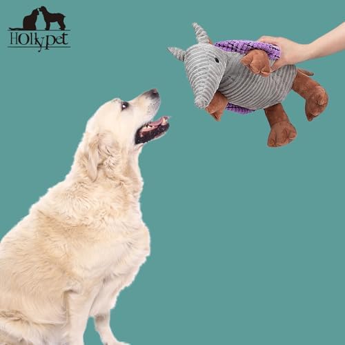 Hollypet Armadillo Squeaky Dog Toys for Medium Large Dogs, 14"