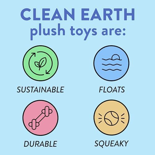 Spunky pup Clean Earth Plush Dog Toy with Squeaker - Recycled, Eco-Friendly, Floats for Beach, Lake, Pool - Giraffe