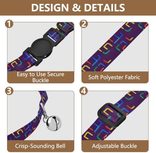 Tiles Comfortable Cat Collar, 2 Pack Cat Bell Collar