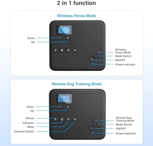 Wireless Dog Fence, Pet Boundary Containment System, Rechargeable Waterproof Training Collar Receiver, Vibrate/Shock Dog Fence, Safe Effective, Electric Pet Fence for Stubborn Dogs,for3dogs