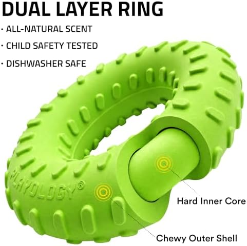 Playology Dual Layer Ring Toy for Aggressive Chewers, Sweet Potato Scent