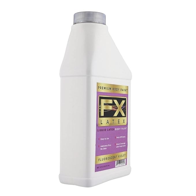 Liquid Latex - Face and Body Paint, Ammonia Free, Easy On and Off, Cosplay Makeup, Create Professional Monster, Zombie Arts 16 Oz (Fluorescent Violet)
