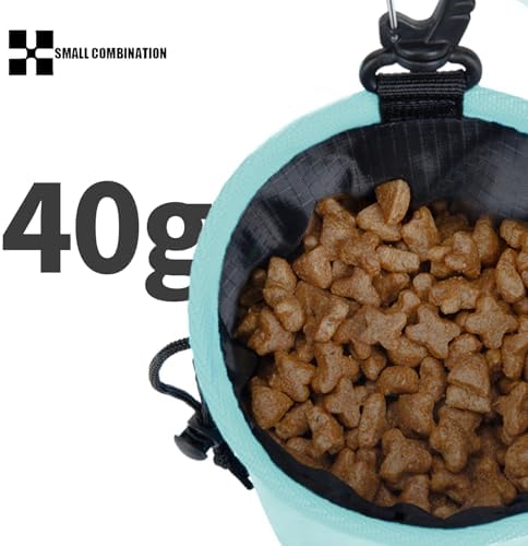 Dog Treat Pouch,Portable Puppy Dog Training Treat Bag,Hand Free Dog Walking Bag,Pet Feed Snack Reward Pocket,Dog Food Dispenser for Pet Puppy Travel or Outdoor Use (Aqua Green)