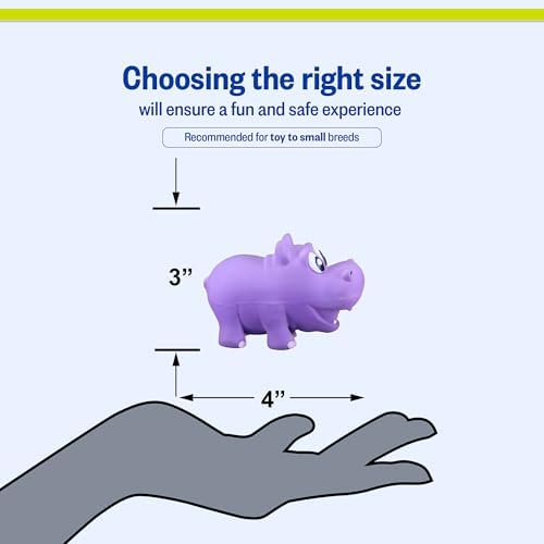 PetSport Naturflex Tiny Tots Hippo Toy - Durable & Long-Lasting, Non-Toxic Material, Internal Squeaker, Rubber Toy for Dogs, Ideal for Interactive Play and Engagement