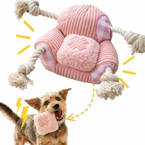 Squeaky Dog Toys, Durable Tug of War Chew Toys for Small, Medium and Large Dogs, Interactive Puppy Toy for Teeth Cleaning, Birthday Gift - Couch
