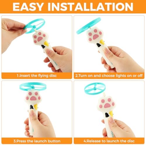 Cat Fetch Toy Launcher, Rechargeable Flying Disc Launcher with 10 Discs, Interactive Toy for Indoor and Outdoor Play(White)