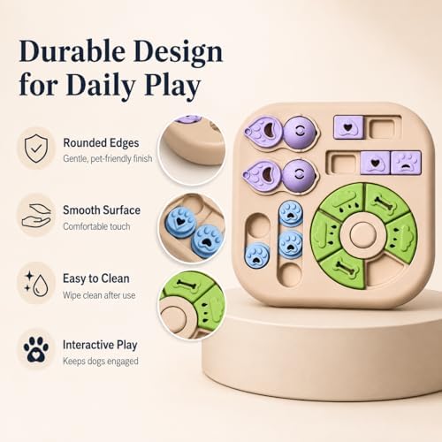 Tee Shirt Galaxy Dog Puzzle Toys, Treat Dispensing Puzzle Feeder for IQ Training and Mental Stimulation, Slow Feeder Enrichment Toy for Small Medium Large Dogs, Khaki