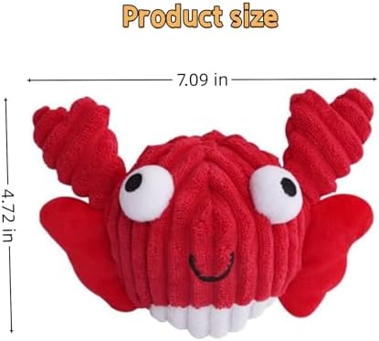Interactive Squeaky Dog Chew Toy,No Stuffing Interactive Chew Toy for Small Medium Large Dogs, Training Reward Gift for Pets(red Crabs)