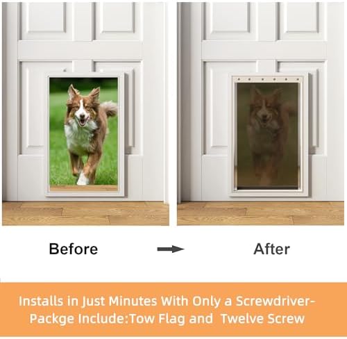 MIAOTONG 2 Pack Easy-Fit Extra Large Dog Door Replacement Flaps with Screws | Compatible with PetSafe Freedom Doggie Doors PAC 11-11040, Dog Door Flap Measures 13 1/8”x 24 7/8”, Flexible, Durable