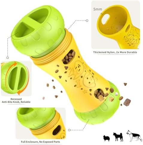 Treat Dispensing Dog Puzzle Toy, Interactive Dog Toys, Yellow