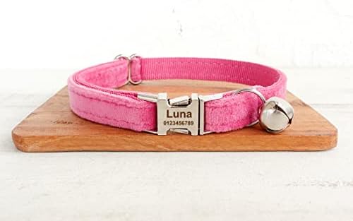 Cat Collar Personalized with Name Phone Number Engraved,Customized with Bell for Small Dogs Puppy Kitten