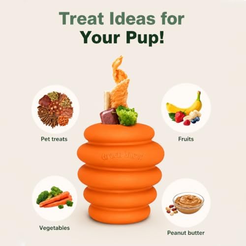 Green Sheep Enrichment Dog Ball for Medium to Large Dogs, Natural Rubber Treat Dispensing Chew Toy for Mental Stimulation & Boredom Relief, Interactive Dog Toys, Orange
