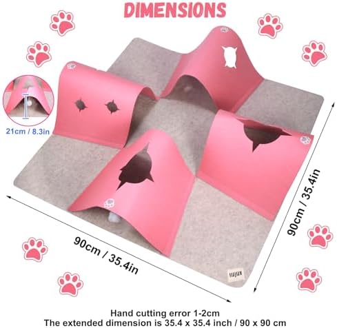 4-Way Cat Tunnels for Indoor Cats, Interactive Toys with Plush Ball
