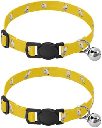 Bull Terrier Dogs Yellow Cat Collars 2 Pack Lightweight Pet Collar for Cats and Dogs Adjustable 10.6 to 17.1 Inches