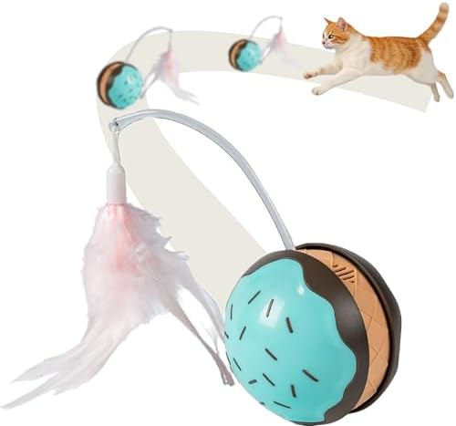 Interactive Cat Toys for Indoor Cats, Automatic Rechargeable Rolling Ball