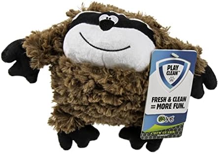 goDog PlayClean Sloth Squeaky Plush Dog Toy with Odor-Eliminating Essential Oils, Chew Guard Technology - Brown, Small