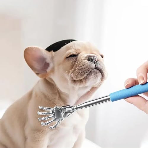 2-Pack Pet Interactive Touch Therapy Toys for Cats & Dogs, Telescopic Pet Massage Stick for Training, Bonding, Socialization, Retractable 22 Inch Skeleton Hand & Rake Shaped Teaser Wand
