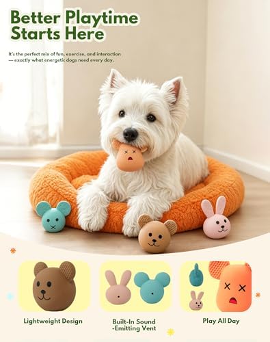 Soft Latex Squeaky Dog Toys for Enrichment, Puppy Chew Toy for Teething-4''