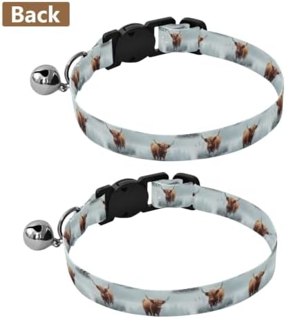 Highland Cows Kitten Collars 2 Pack Collar for Puppy Adjustable 10.6 to 17.1 Inches