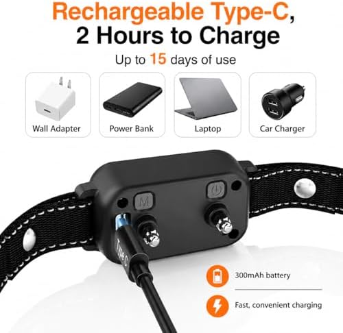Smart Bark Collar for Large Medium Small Dogs, Anti Barking Device with 6 Training Modes, Exclusive Forced Bark-Stopping, Rechargeable IP67 Waterproof Bark Collar with 7 Sensitivity