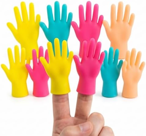 Finger Gloves Cat Teaser Toys, 10PCS Interactive Kitten Teething Mittens, Soft Silicone Pet Training Toys for Indoor Cats, Assorted Colors