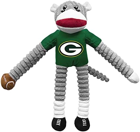 Littlearth NFL Green Bay Packers Sock Monkey Pet Toy, Team Color, One Size