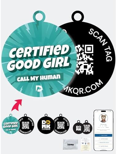 DDMK Smart Pet Tag Set | Includes 3 Tags | QR Code for Instant Alerts | Custom Pet Profiles | Durable & Waterproof | No Subscriptions or Fees |44-Certified Good Girl
