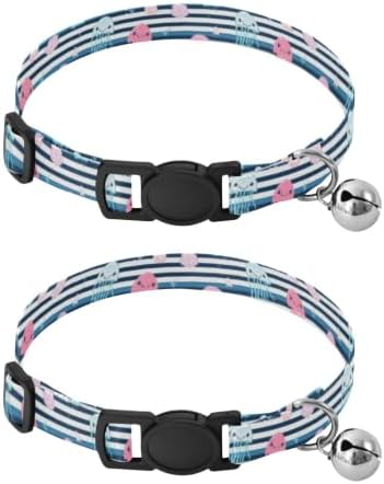 Cute Cartoon Sea Animals Octopus Easy to Clean Cat Collar 2 Pack Collar for Puppy