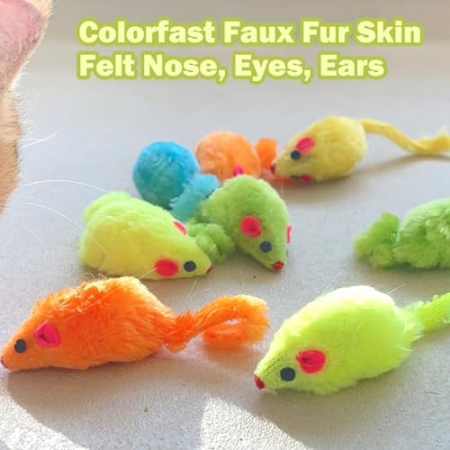 MeoHui 12PCS Rattle Cat Toys Mice Prefilled Catnip, 5.5” Cat Mouse Toy