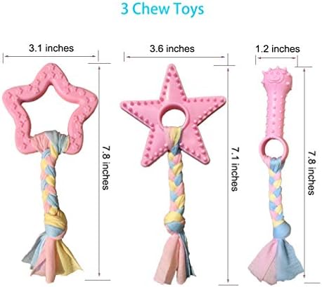Volacopets Puppy Toys for Teething, Puppy Chew Toys for Small Dogs, Crinkle Dog Toys Small Breed Boredom and stimulating, Dog Toys for Small Dogs, Pink, 5-Pack