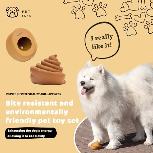 2-Pack Poop-Shaped Durable Dog Chew Toys for Small Medium Large Dogs, Funny Interactive Rubber Dog Toys for Aggressive Chewers Teething, Pranking, Boredom Relief, Mental Stimulation, Adorable Gag Gift
