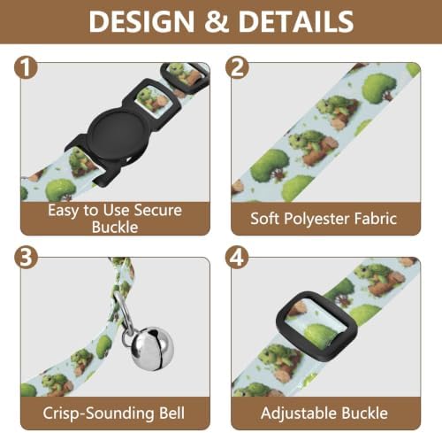 Cute Green Turtles Pet Collars 2 Pack Lightweight Small Dog Collar Adjustable Length 10.6" to 17.1"