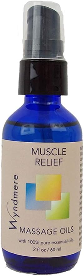 Wyndmere Muscle Relief Massage Oil 2oz with Pure Essential Oils