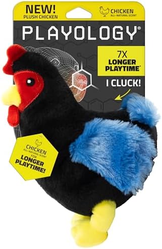 Playology Plush Hen Chew Toy for Large Dogs - Medium, Chicken Scent