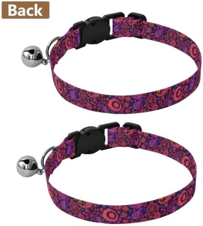 Paisley Boho Purple Kitten Collar 2 Pack Collar for Puppy Adjustable Length 10.6" to 17.1"