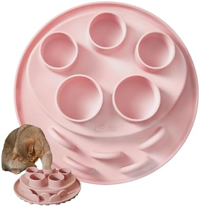 Puzzle Feeder Mat, Slow Feeder for Good Cat Eating Habits, Interactive Cat Toys, Pink