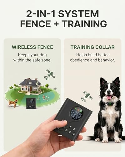 LUCKFOX Wireless Dog Fence, Electric Fence for Dogs with Remote Collar