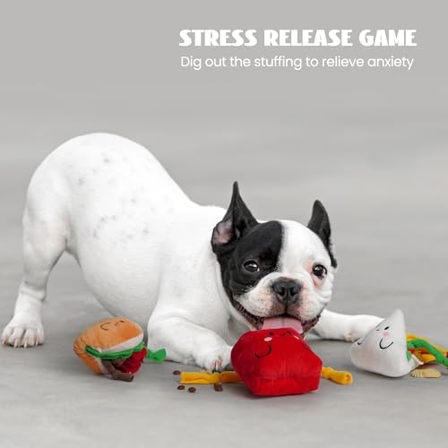 Nocciola Squeaky Hide and Seek Dog Snuffle Food Toys, Interactive Plush Stuffed Pet Supplies for Puppy Small Medium Breeds, Cute Burrow Cognitive Digging Treat Hiding Enrichment Puzzle Toy, 3 Packs