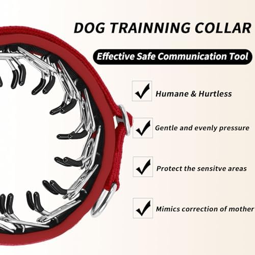 No Pull Martingale Dog Collar for Large Medium Small Dogs, Heavy Duty Nylon Reflective Adjustable Anti Pull Slip Collar with Buckle for Training Walking L Red