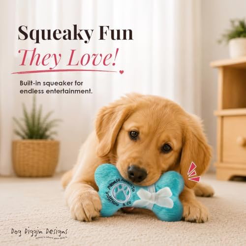 Dog Diggin Designs Sniffany & Co Petite Plush Dog Toy Bone | Luxury-Inspired Parody Designer Bone with Built-in Squeaker, Soft Plush Chew & Play Dog Toy – Prêt-à-Porter Play!